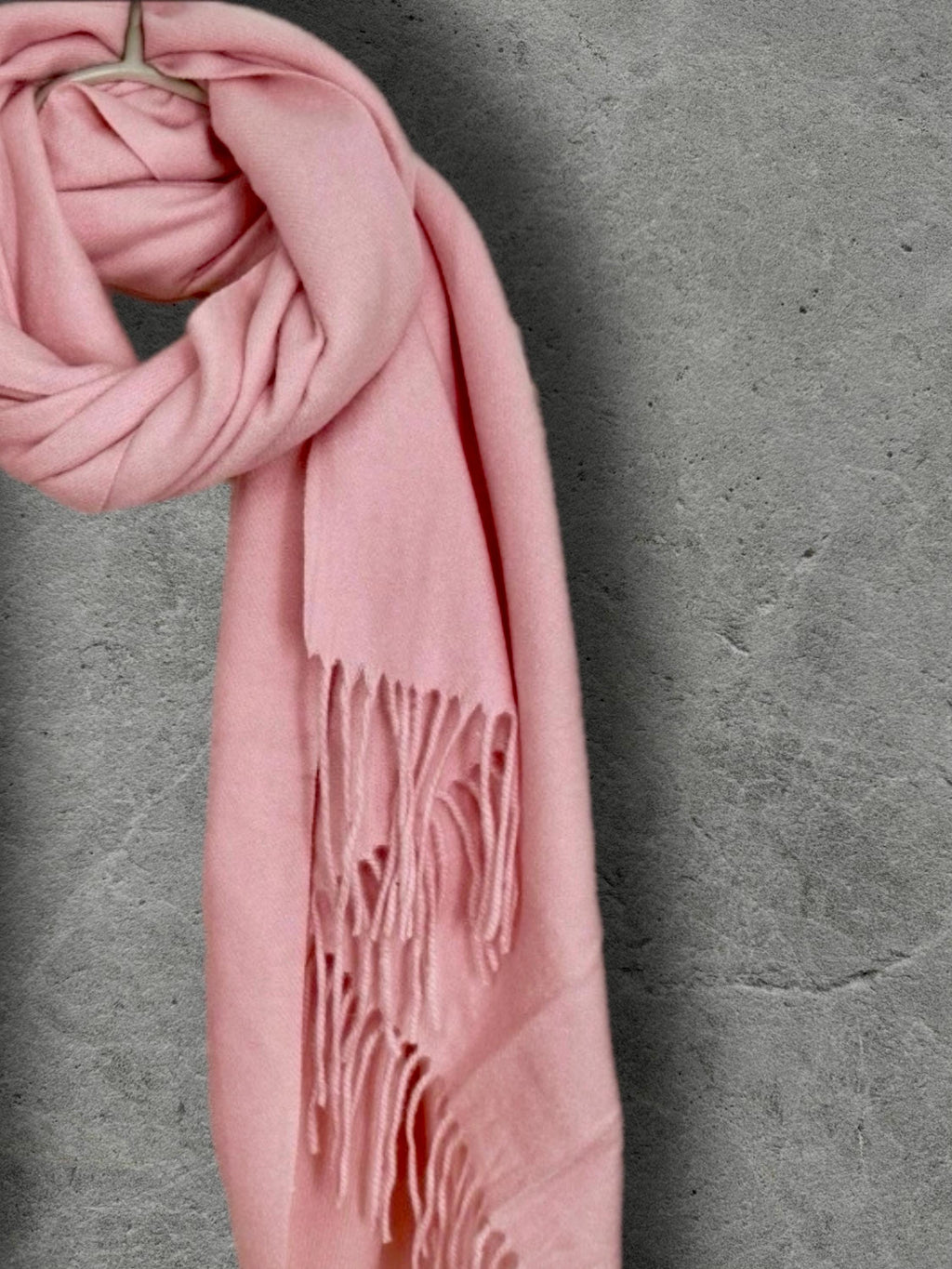 Blush Pink Winter Scarf, Ultra Soft Plain Shawl, Cosy Fringed Wrap for Women, Warm Gifts for Her