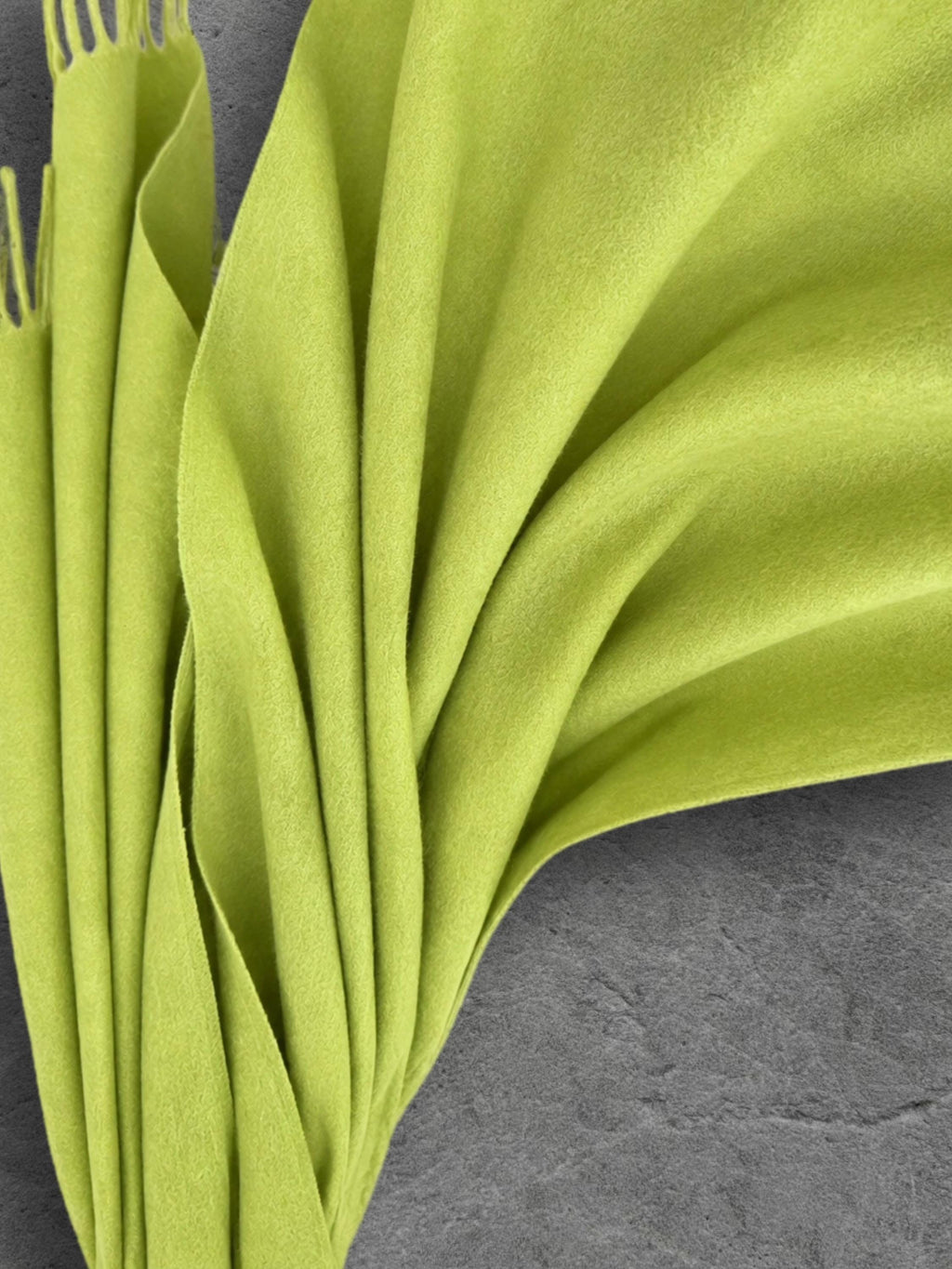 Lime Green Winter Scarf, Ultra Soft Fringed Shawl for Women, Bright Plain Warm Wrap, Cozy Gifts for Her