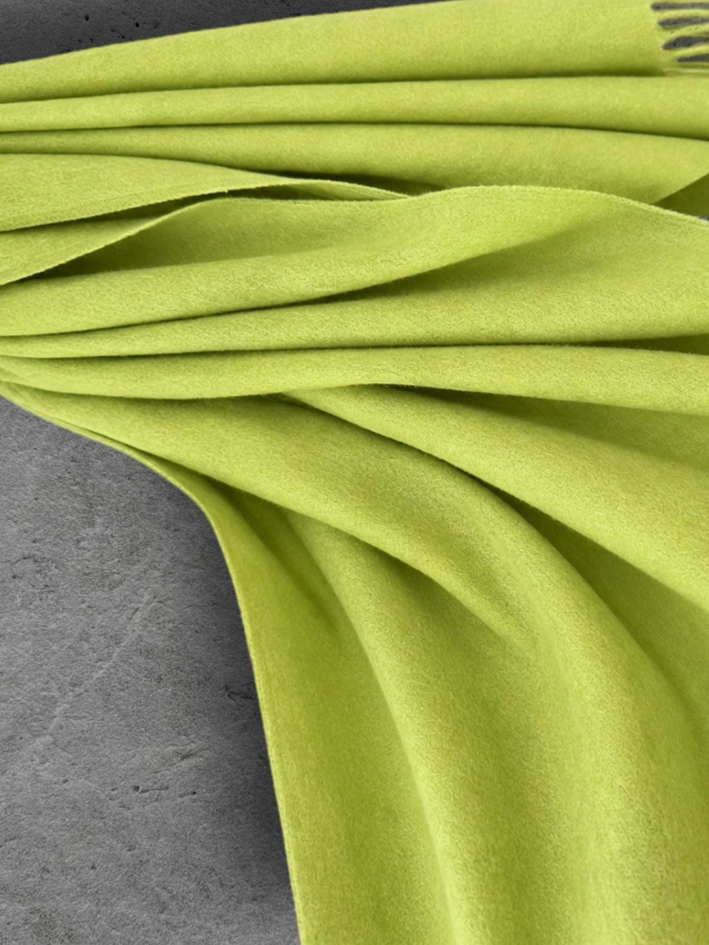 Lime Green Winter Scarf, Ultra Soft Fringed Shawl for Women, Bright Plain Warm Wrap, Cozy Gifts for Her