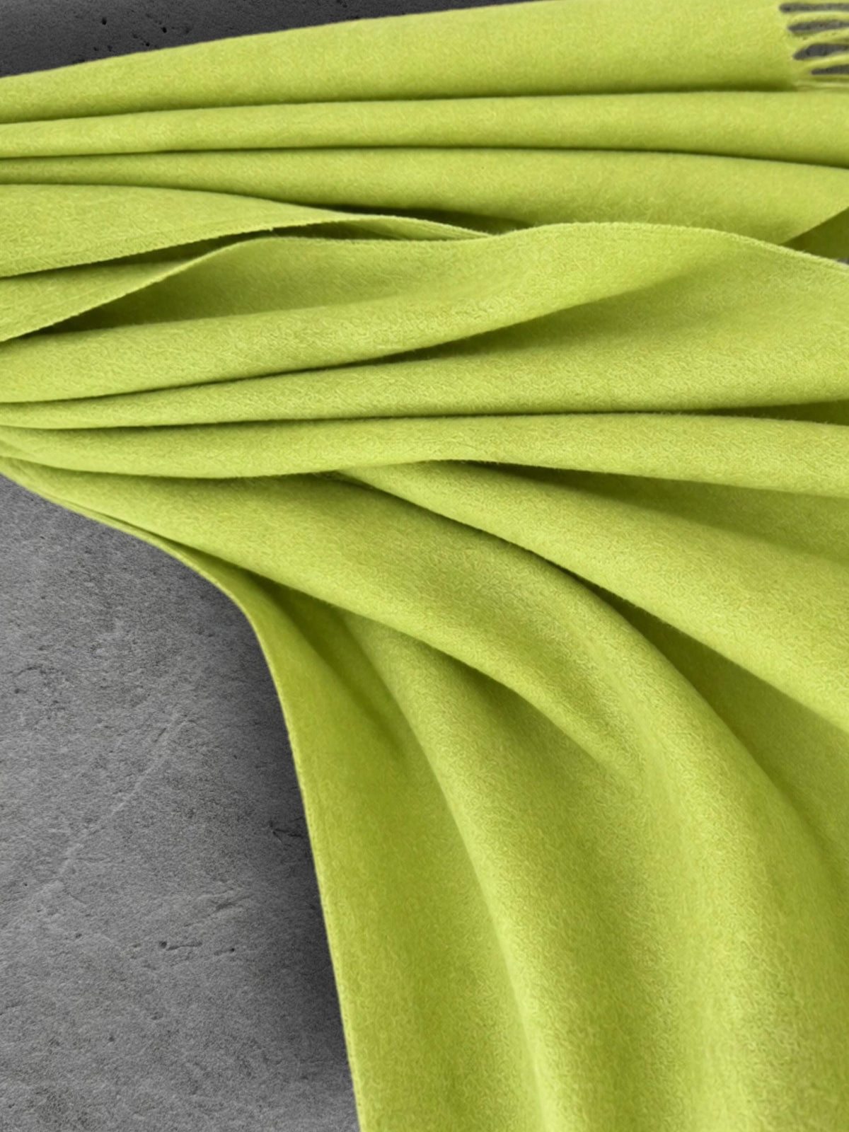 Lime Green Winter Scarf, Ultra Soft Fringed Shawl for Women, Bright Plain Warm Wrap, Cozy Gifts for Her
