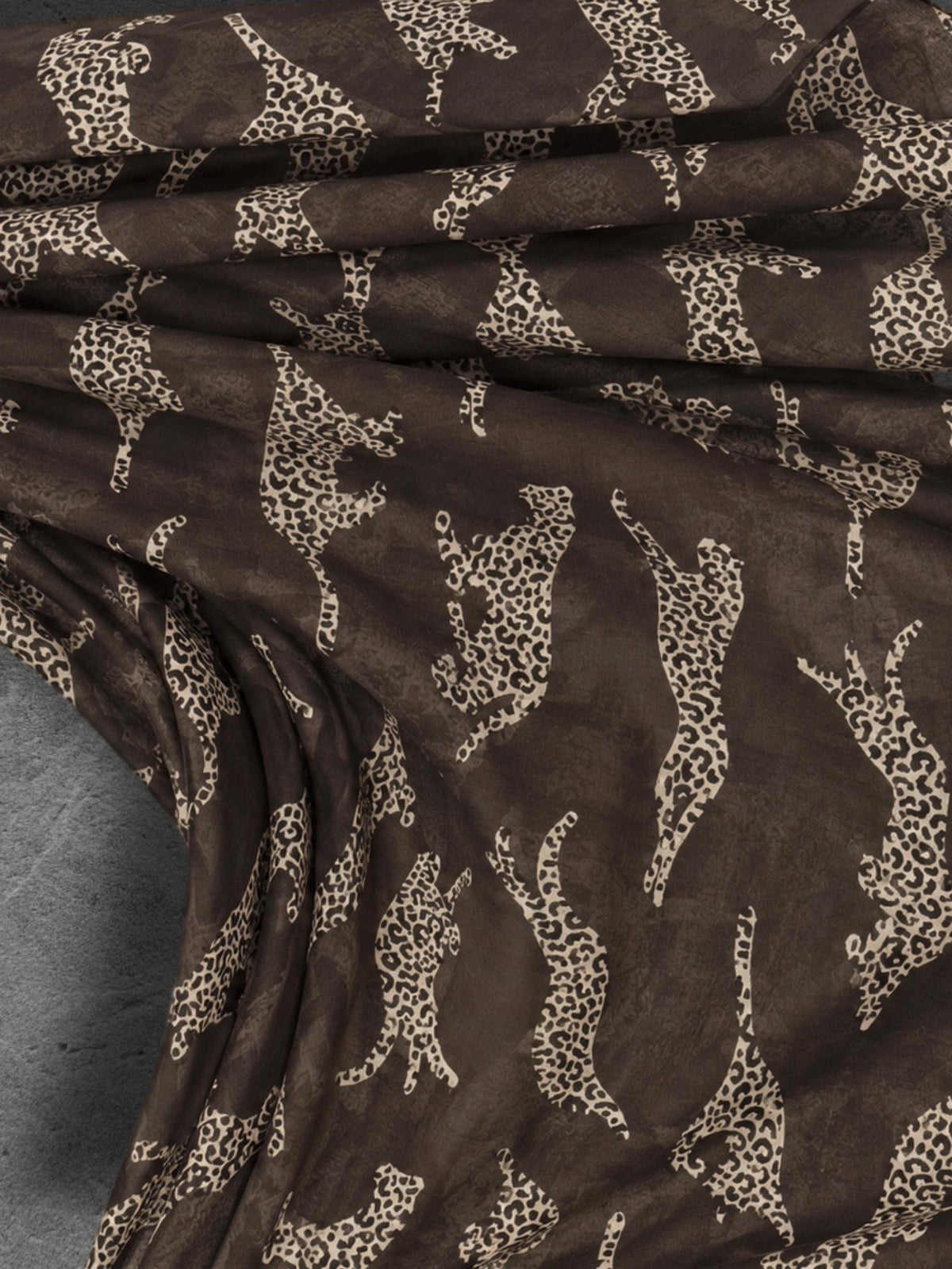 Chocolate Brown Leopard Print Scarf, Lightweight Autumn Wrap, Neutral Animal Motif Shawl, Great Gifts for Her