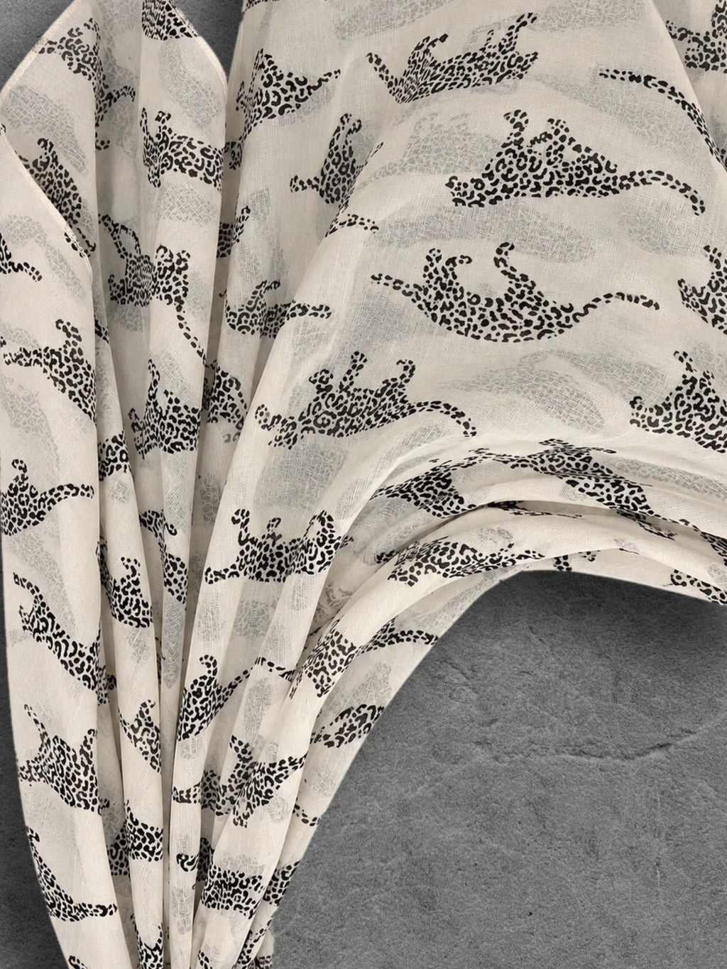 Ivory White Leopard Print Scarf, Lightweight Autumn Shawl, Animal Motif Wrap for Women, Thoughtful Gift for Her