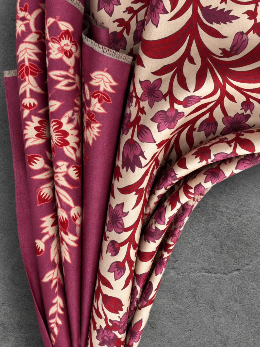 Cream and Burgundy Heritage Garden Floral Reversible Winter Scarf, Luxury Shawl for Women, Warm Gift for Her