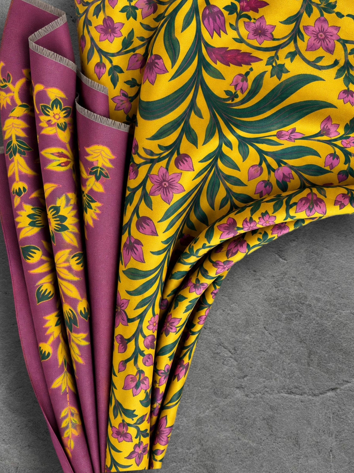 Mustard Yellow and Purple Heritage Garden Floral Reversible Winter Scarf, Warm Shawl for Women, Ideal Christmas Gifts