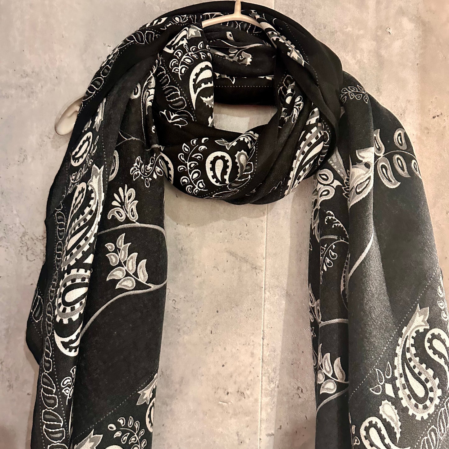 Paisley Black Cotton Scarf/Summer Autumn Scarf/Scarf Women/Gifts For Mom/Gifts For Her Birthday Christmas/UK Seller