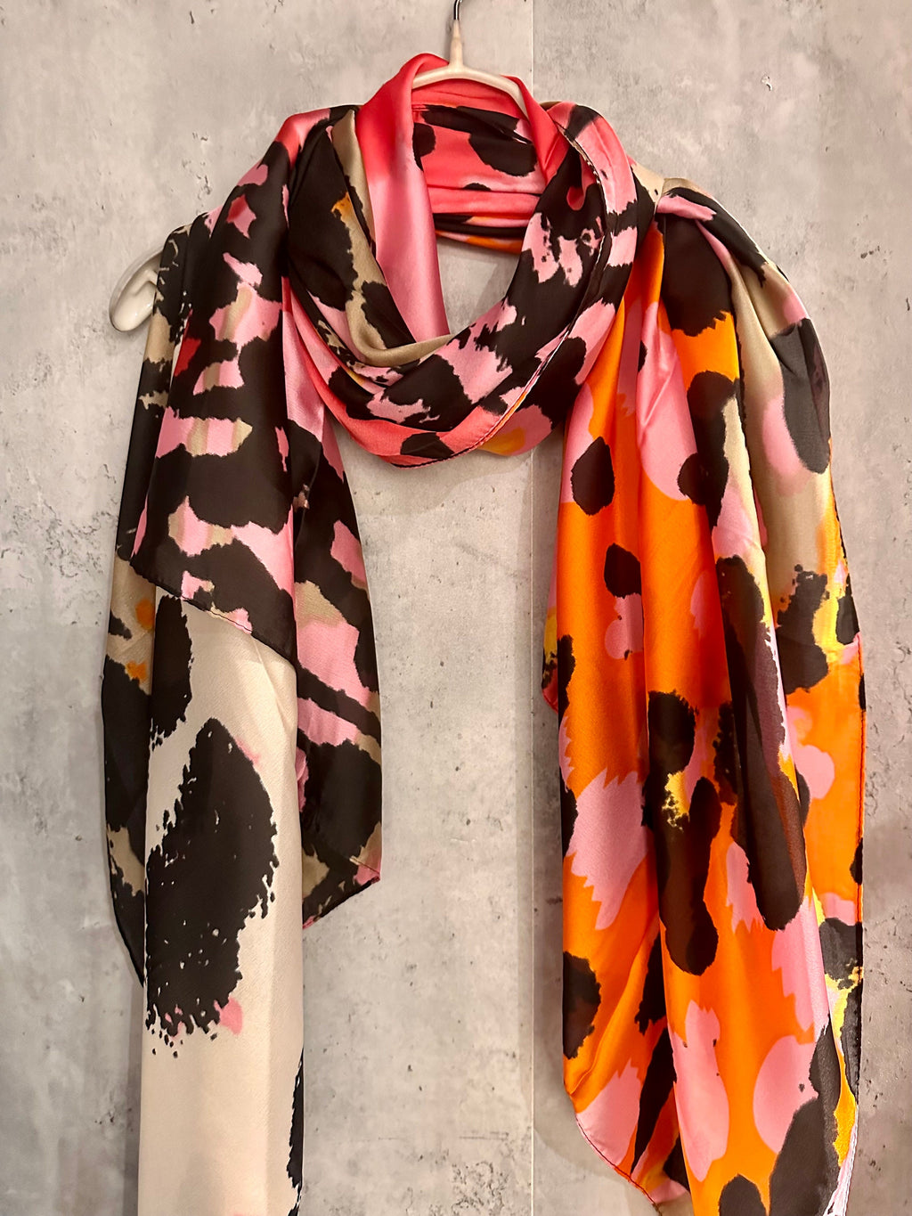 Splotches Colour Pink Orange Silk Blend Scarf