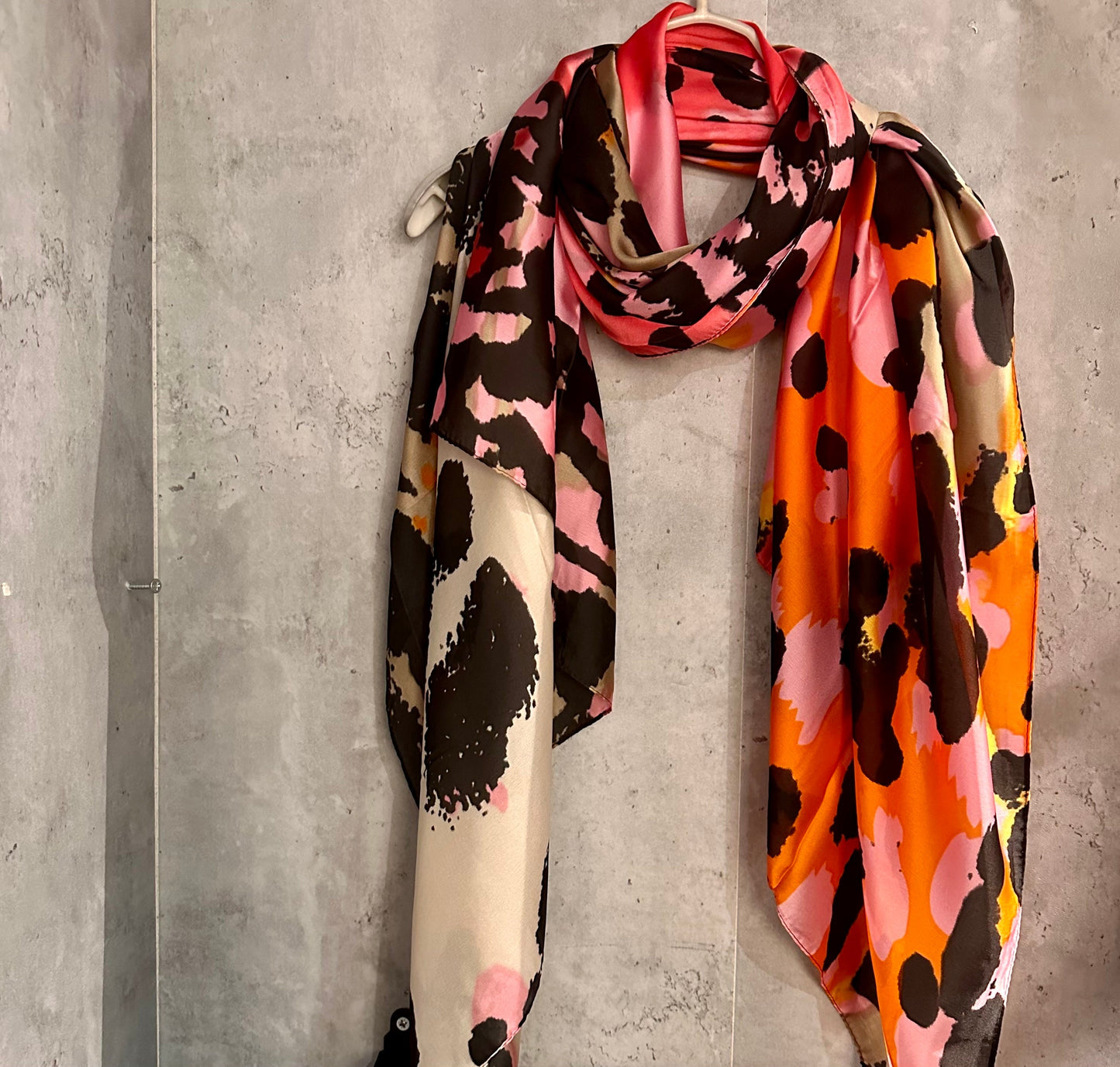 Splotches Colour Pink Orange Silk Scarf/Spring Summer Autumn Scarf/Scarf Women/Gifts For Mom/Gifts For Her Birthday Christmas/UK Seller