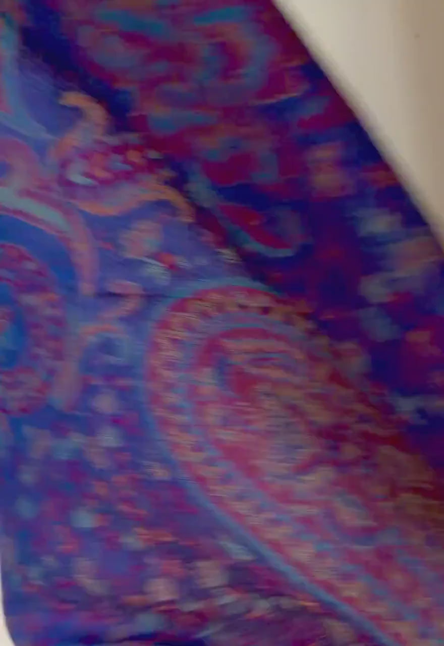 Royal Blue Paisley Autumn Winter Scarf, Cotton Viscose Blend Shawl for Women, Thoughtful Gifts for Her