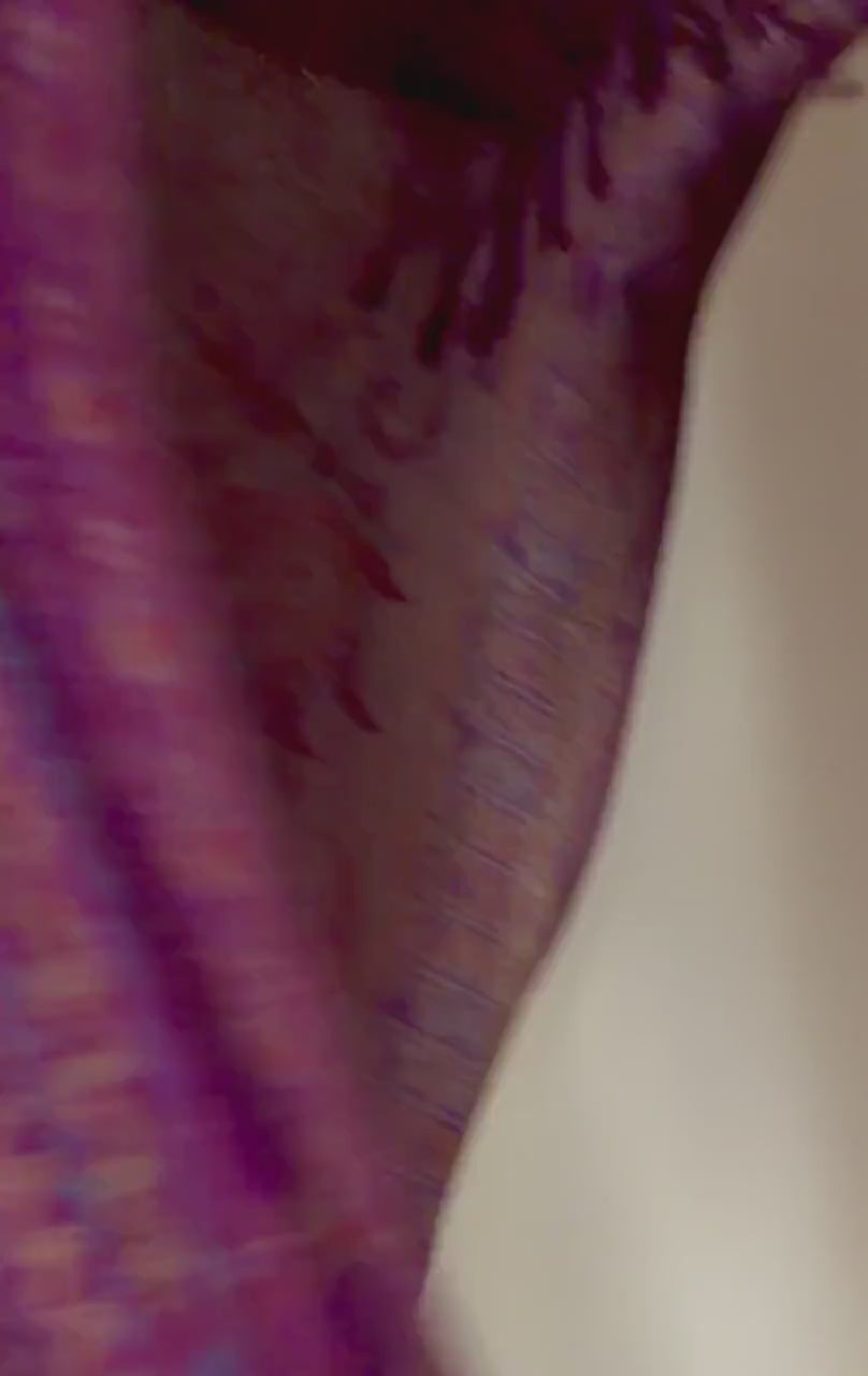 Magenta Paisley Scarf, Plum Floral Autumn Shawl in Cotton Viscose Blend with Fringed Edges, Ideal Gifts for Her