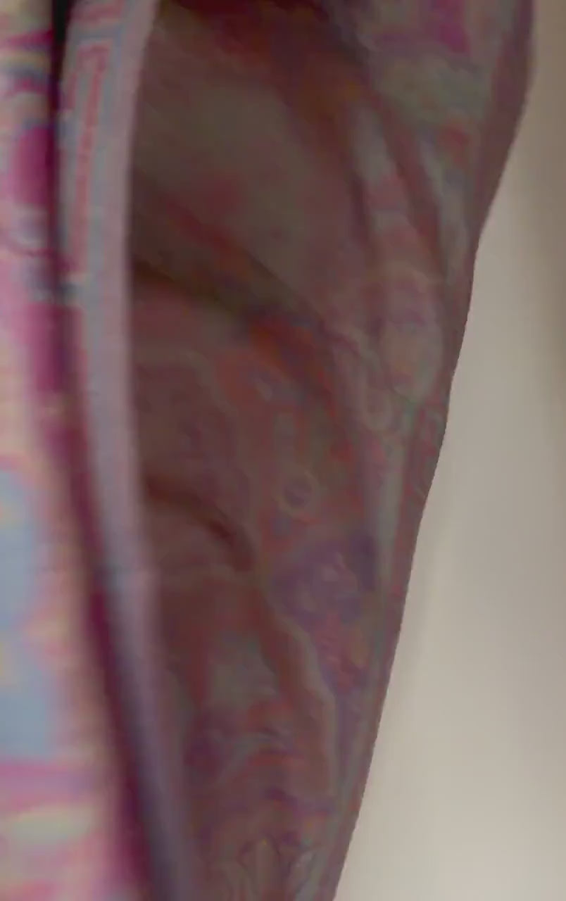 Dusty Pink and Blue Damask Florals Autumn Winter Scarf, Pashmina Style Shawl in Cotton Viscose Blend, Ultra Soft Women Wrap