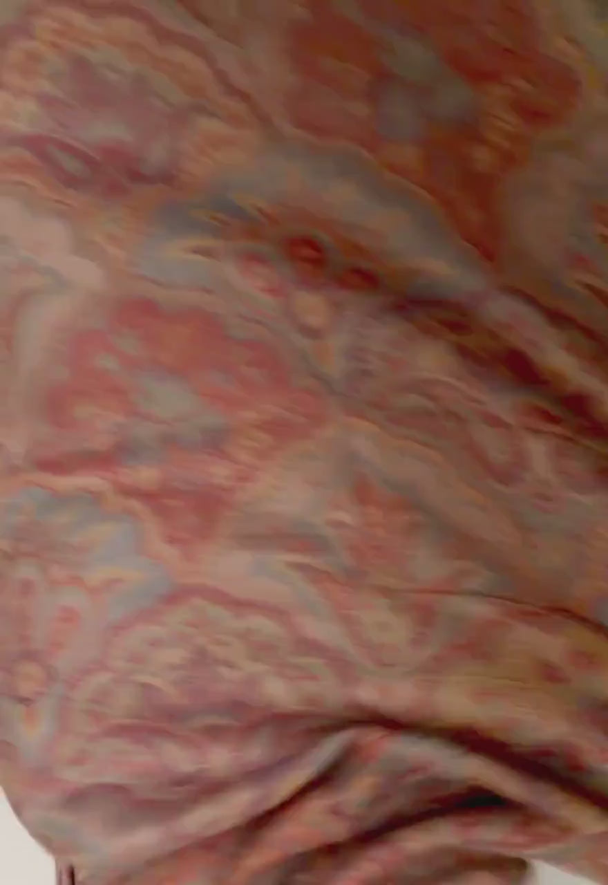 Coral Beige Damask Scarf, Cotton Viscose Blend Pashmina Style Autumn Winter Shawl