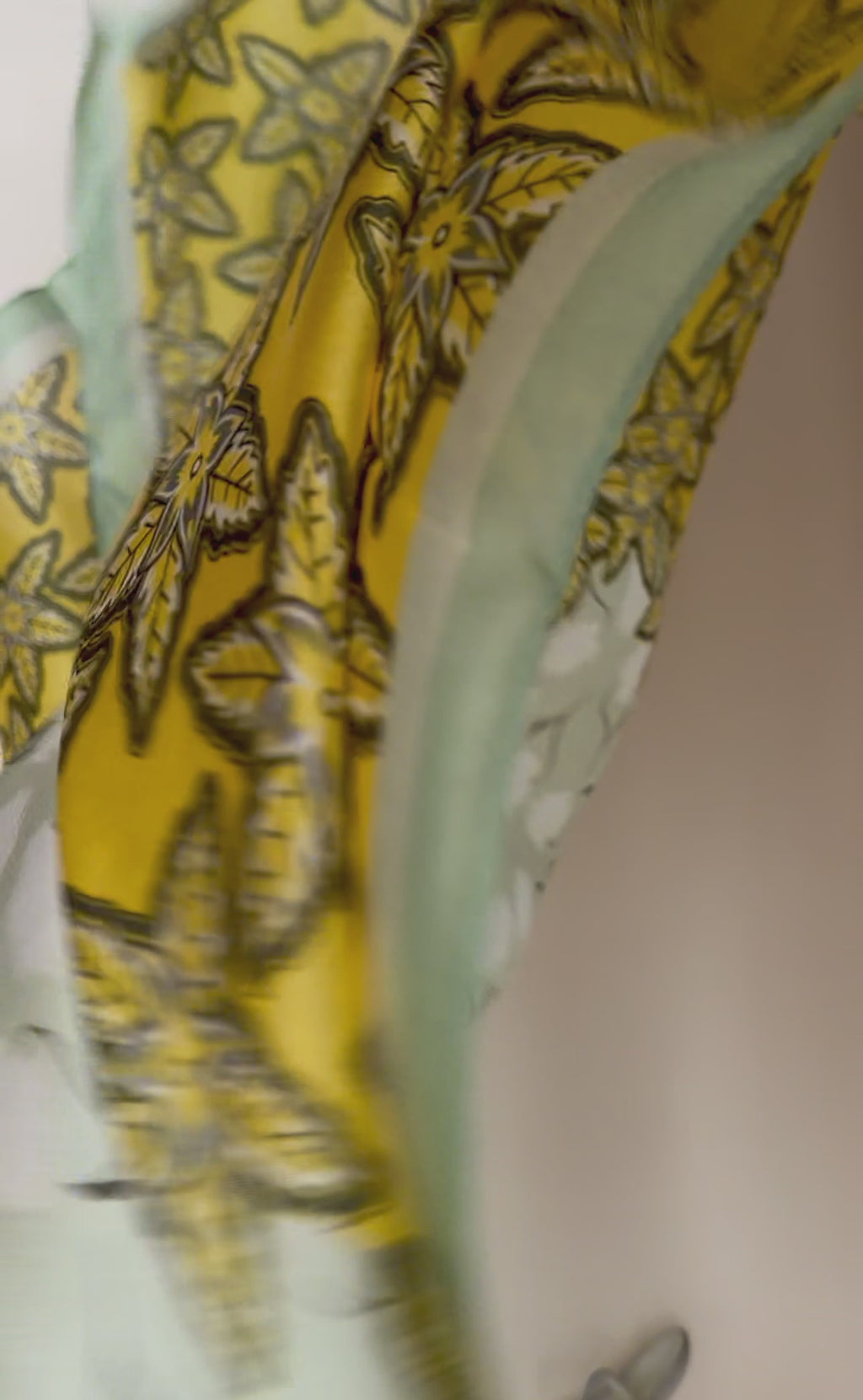 Yellow Green Long Silk Scarf for Women,Featuring Golden Meadow Blossom