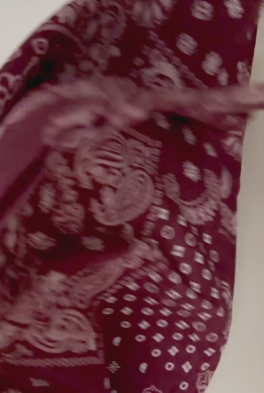Burgundy Paisley Scarf for Women, Ultra Soft Cotton Viscose Wrap,Vintage Bandana Print Shawl,Bohemian Autumn Accessory