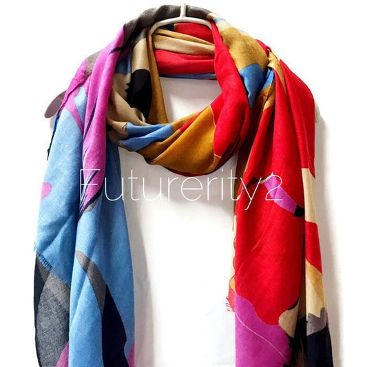 Huge Multicolour Flowers Scarf/Spring Summer Autumn Scarf/Gifts For Mother/Gifts For Her/Scarves For Women/Christmas Gifts/Gifts Idea