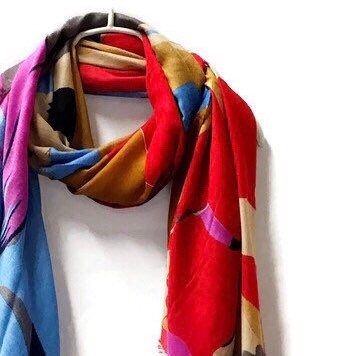 Huge Multicolour Flowers Scarf/Spring Summer Autumn Scarf/Gifts For Mother/Gifts For Her/Scarves For Women/Christmas Gifts/Gifts Idea