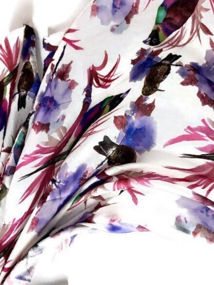 Watercolour Purple Robin Birds Off White Cashmere Blend Spring Summer Scarf/Autumn Winter Scarf/Gifts For Her/Gifts For Women/Birthday Gifts