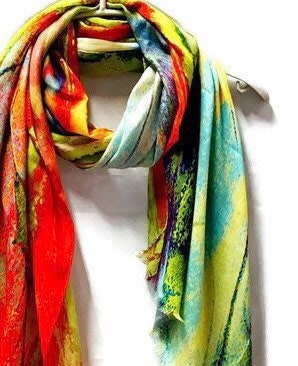 Marble Patterns Green Red Cashmere Blend Scarf/Spring Summer Autumn Scarf/Gifts For Her/Gifts For Women/Scarf For Women/Birthday Gifts