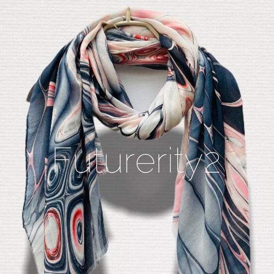 Abstract Liquid Pattern Pink Grey Cashmere Blend Scarf/Spring Summer Autumn Scarf/Gifts for Mom/Gifts For Her/Scarves Women/Birthday Gifts