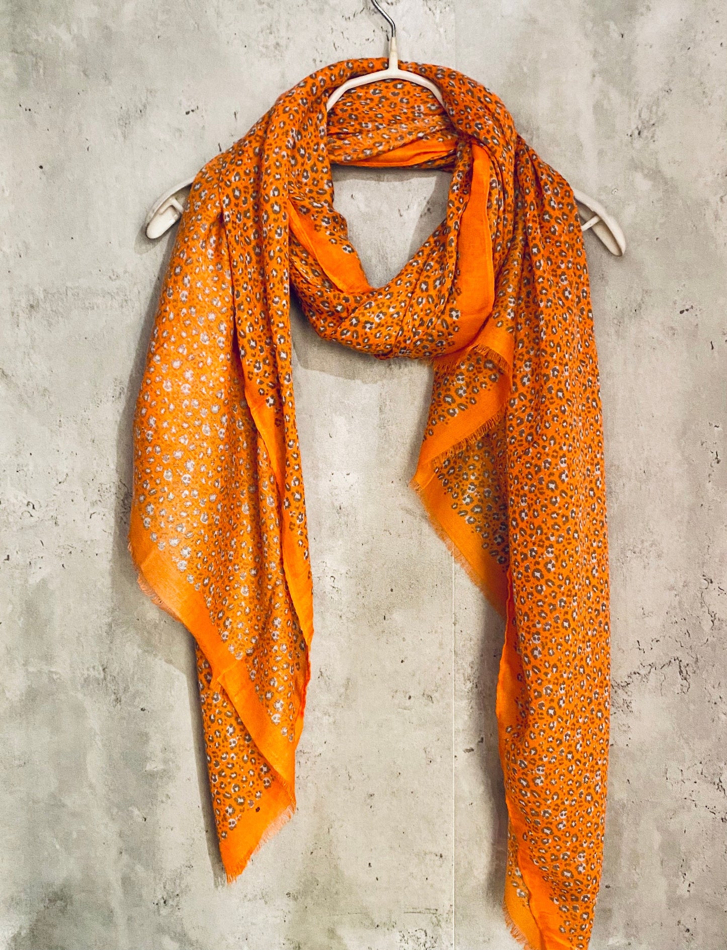Small leopard Pattern Orange Cotton Scarf/Spring Summer Autumn Scarf/UK Seller/Scarf Women/Gifts For Mom/Gifts For Her Birthday/Christmas