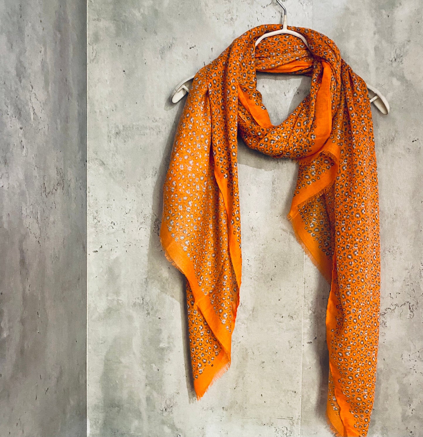 Small leopard Pattern Orange Cotton Scarf/Spring Summer Autumn Scarf/UK Seller/Scarf Women/Gifts For Mom/Gifts For Her Birthday/Christmas