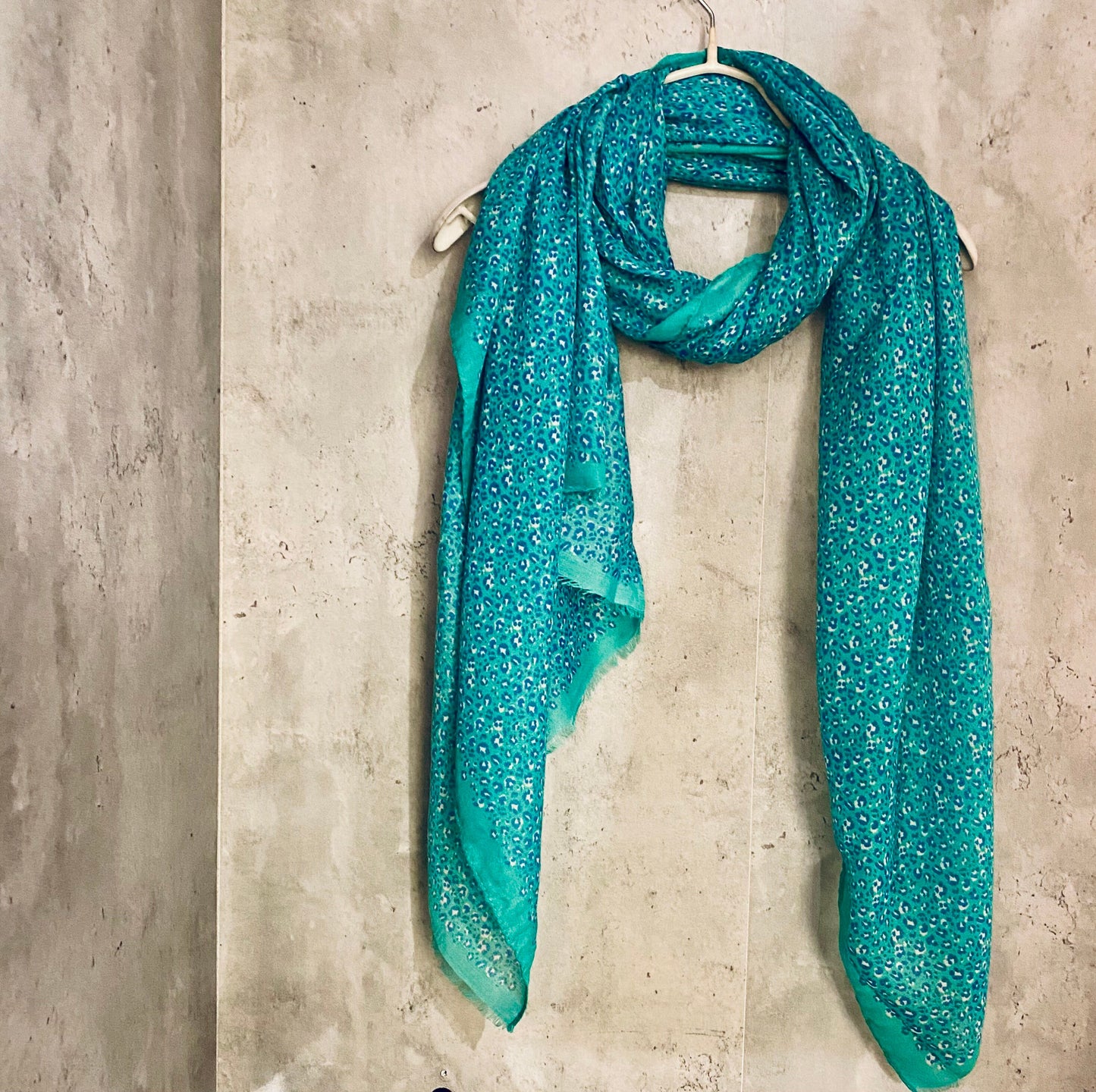 Small leopard Turquoise Blue Cotton Scarf/Spring Summer Autumn Scarf/UK Seller/Scarf Women/Gifts For Mom/Gifts For Her Birthday/Christmas