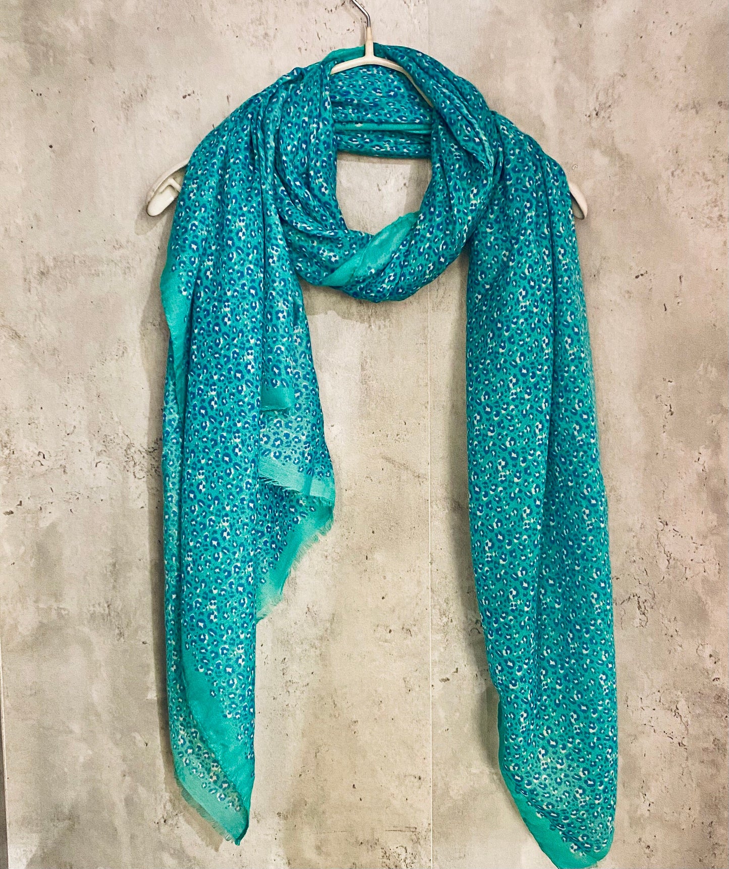 Small leopard Turquoise Blue Cotton Scarf/Spring Summer Autumn Scarf/UK Seller/Scarf Women/Gifts For Mom/Gifts For Her Birthday/Christmas
