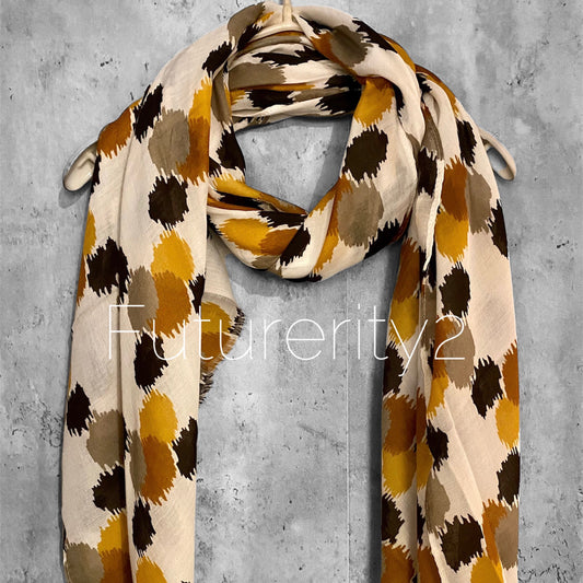 Spotty Ikat Brown White Cotton Scarf/Spring Summer Scarf/Gifts For Mom/UK Seller/Scarf Women/Gifts For Her Birthday Christmas