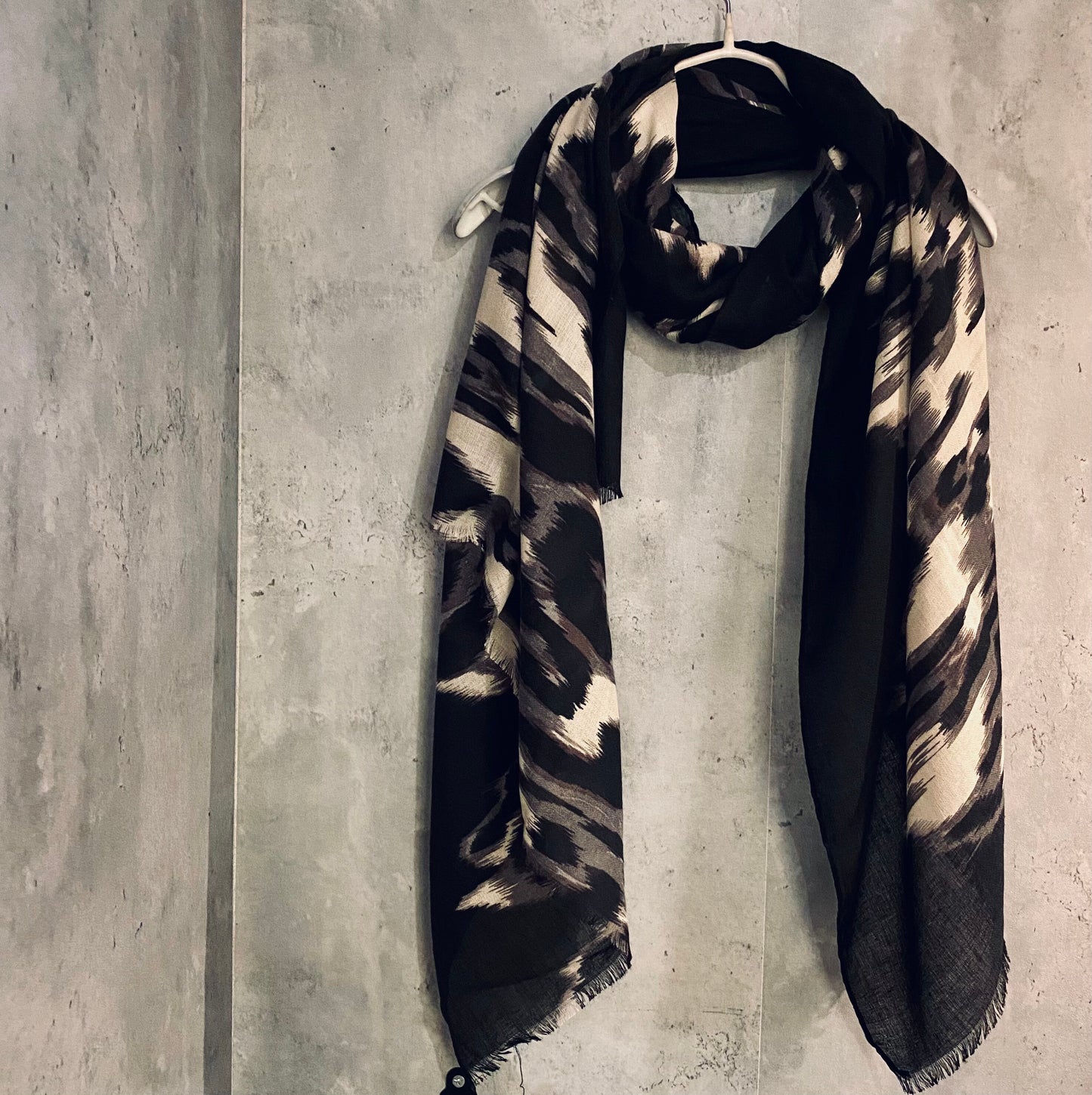Classic Ikat Pattern Black Cotton Scarf/Summer Autumn Winter Scarf/Gifts For Mom/Scarf Women/UK Seller/Gifts For Her Birthday Christmas