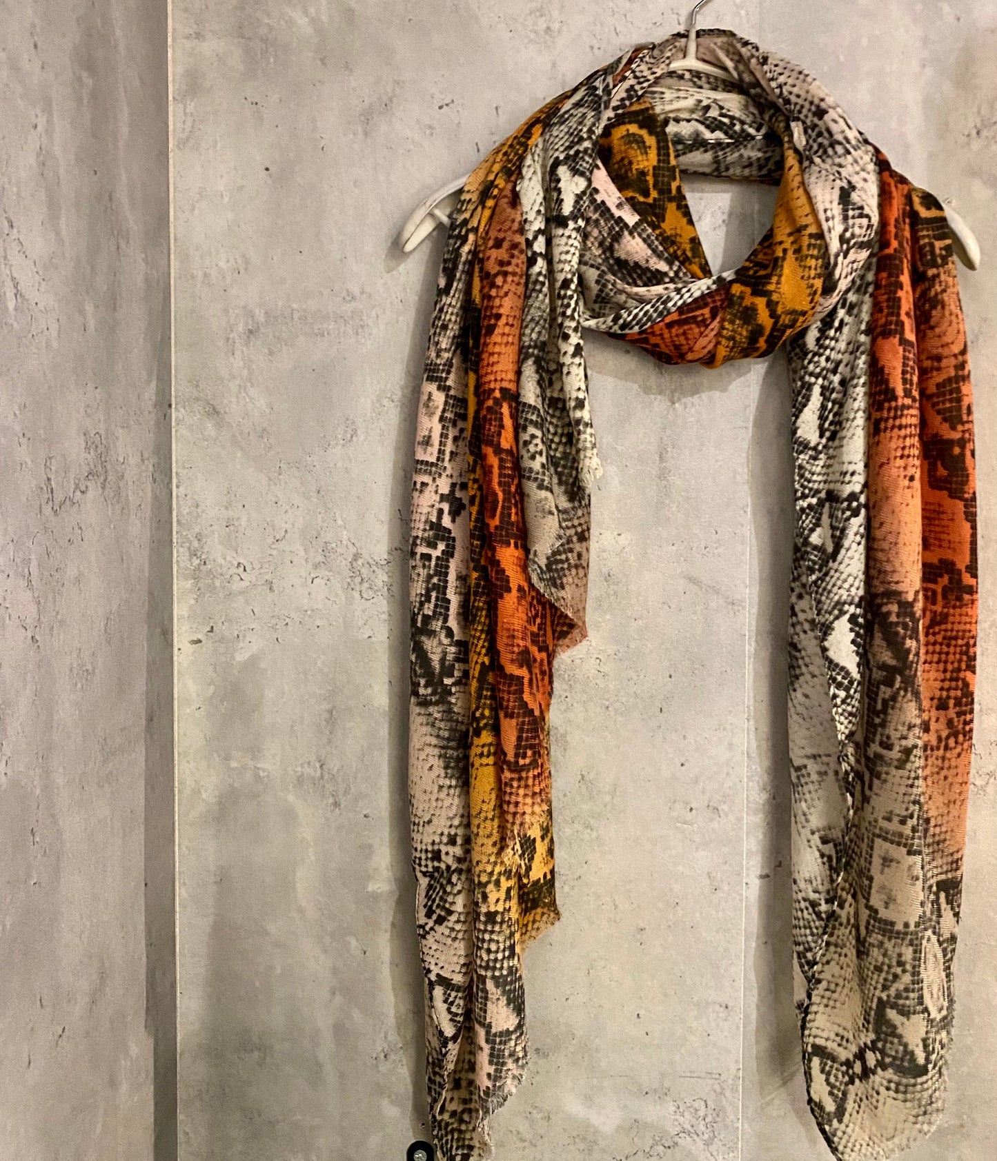 Two Toned Python Pattern Orange Beige Cotton Scarf/Autumn Winter Scarf/Gifts For Mom/Gifts For Her Birthday Christmas/Scarf Women/UK Seller