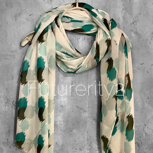 Spotty Ikat Teal Blue White Cotton Scarf/Spring Summer Scarf/Gifts For Mom/UK Seller/Scarf Women/Gifts For Her Birthday Christmas
