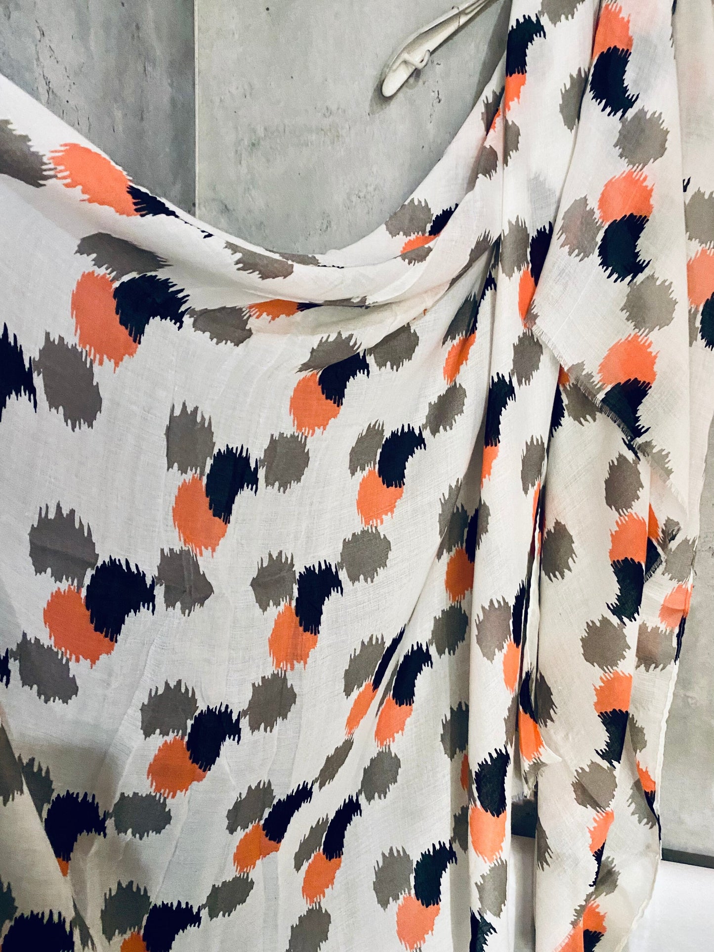 Spotty Ikat Orange White Cotton Scarf/Spring Summer Scarf/Gifts For Mom/UK Seller/Scarf Women/Gifts For Her Birthday Christmas