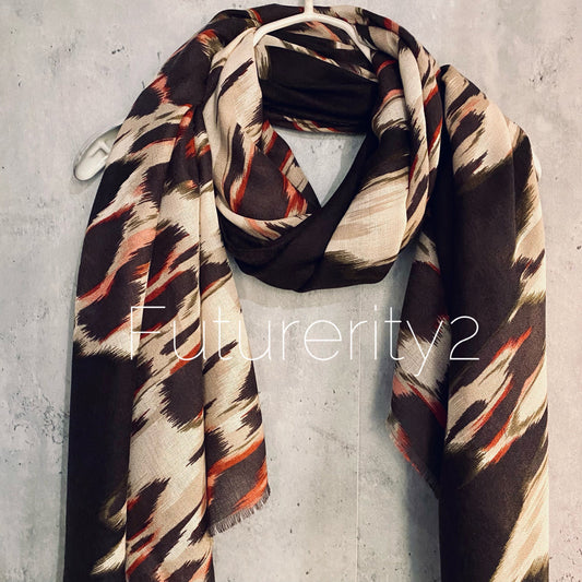 Classic Ikat Pattern Beige Cotton Scarf/Summer Autumn Winter Scarf/Gifts For Mom/Scarf Women/UK Seller/Gifts For Her Birthday Christmas