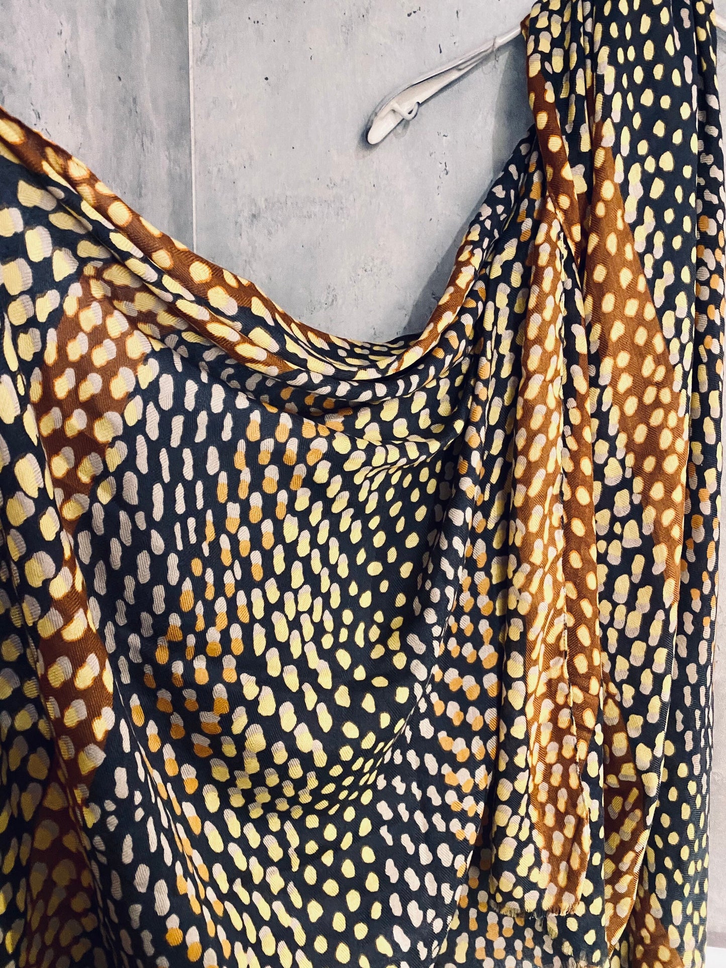 Seamless Polka Dot Pattern Yellow Cotton Scarf/Summer Autumn Winter Scarf/Gift For Mom/Gift For Her Birthday Christmas/Scarf Women/UK Seller