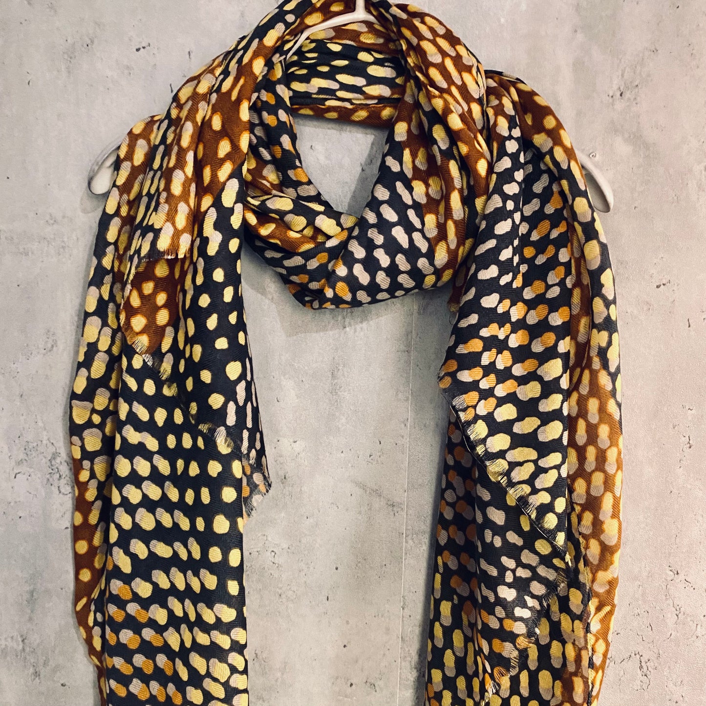 Seamless Polka Dot Pattern Yellow Cotton Scarf/Summer Autumn Winter Scarf/Gift For Mom/Gift For Her Birthday Christmas/Scarf Women/UK Seller