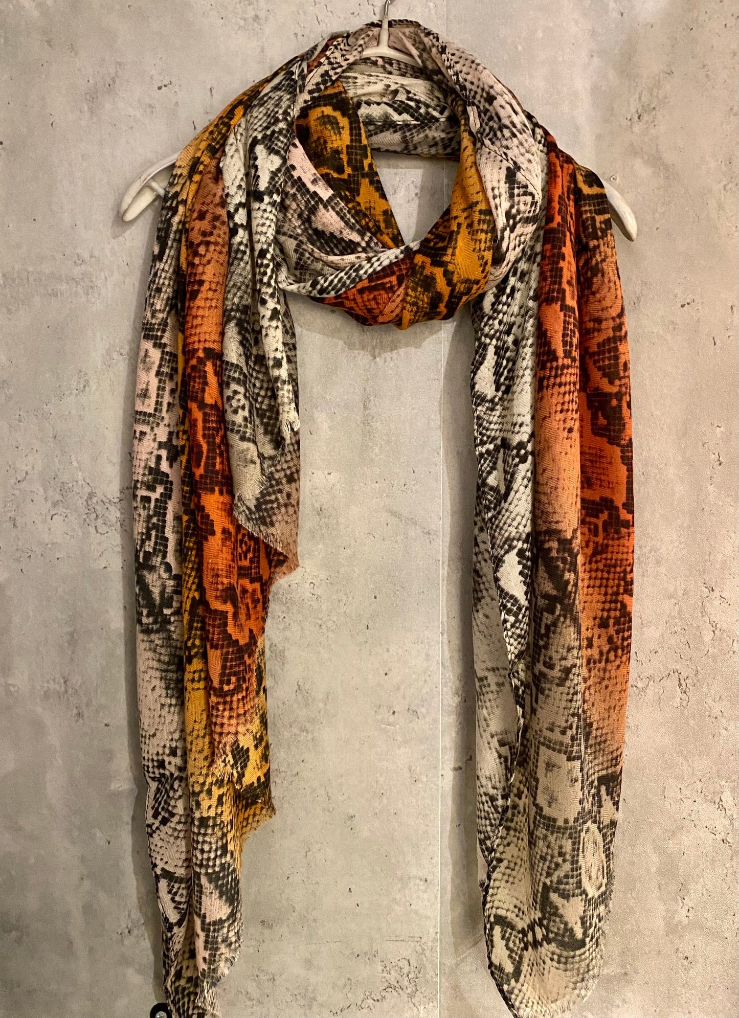 Two Toned Python Pattern Orange Beige Cotton Scarf/Autumn Winter Scarf/Gifts For Mom/Gifts For Her Birthday Christmas/Scarf Women/UK Seller