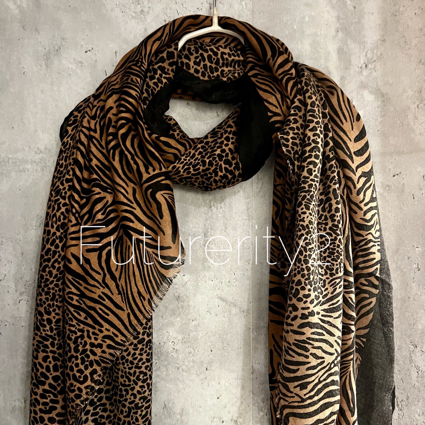 Micro Leopard X Zebra Pattern Pattern Brown Cotton Scarf/Summer Autumn Winter Women Scarf/Gifts For Her Birthday Christmas/UK Seller