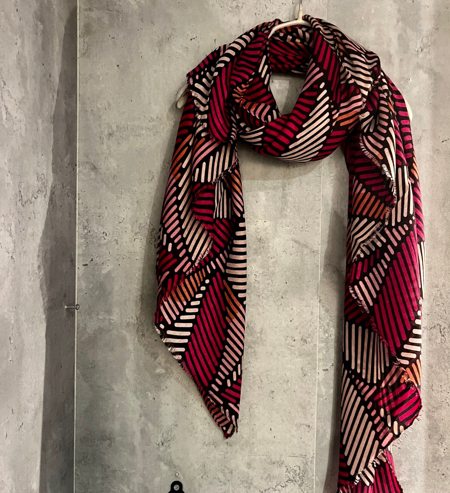 Symmetry Lines Pattern Pink Cotton Scarf/Summer Autumn Winter Scarf/Gifts For Her Birthday Christmas/Gifts For Mum/UK Seller