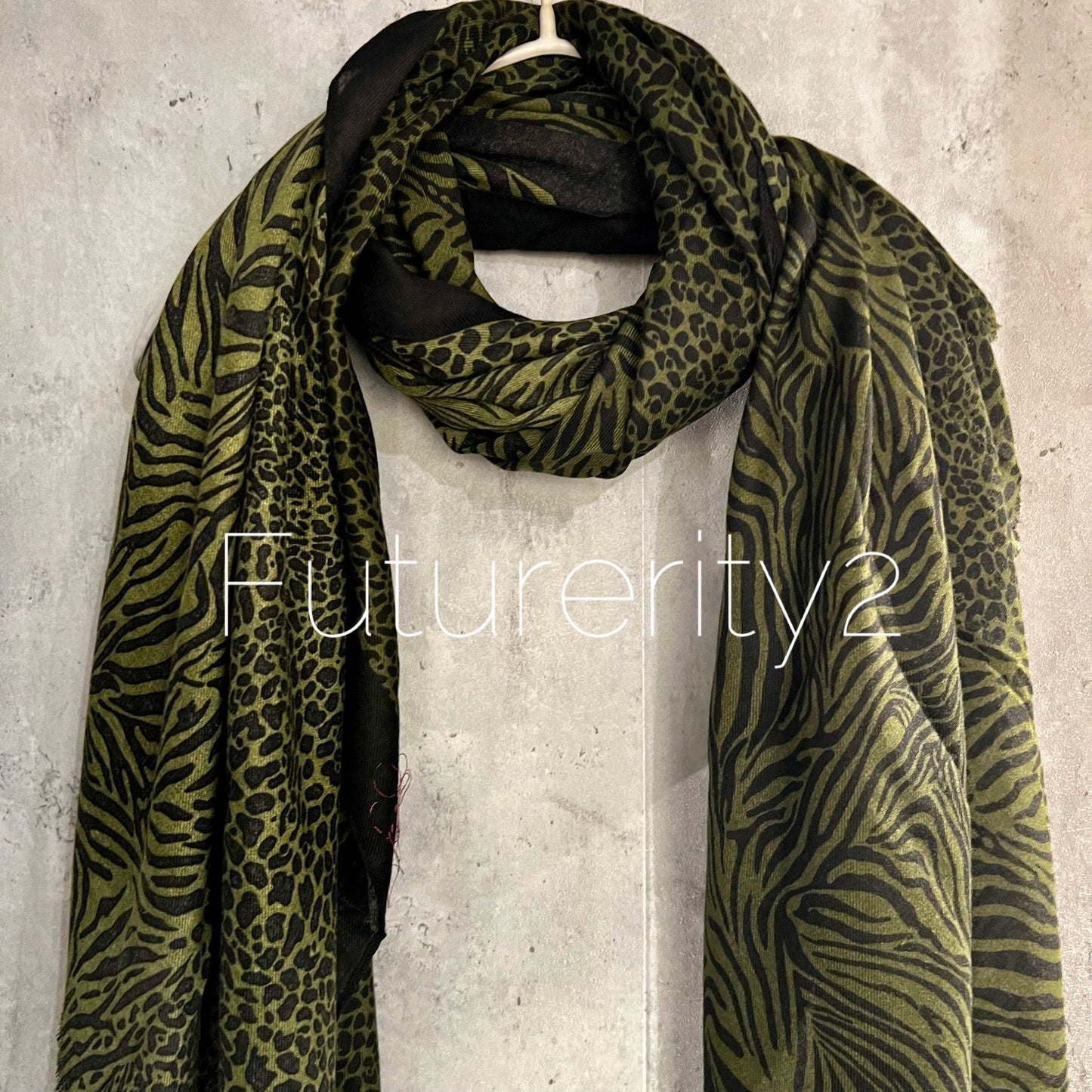 Micro Leopard X Zebra Pattern Pattern Olive Green Cotton Scarf/Summer Autumn Winter Women Scarf/Gifts For Her Birthday Christmas/UK Seller