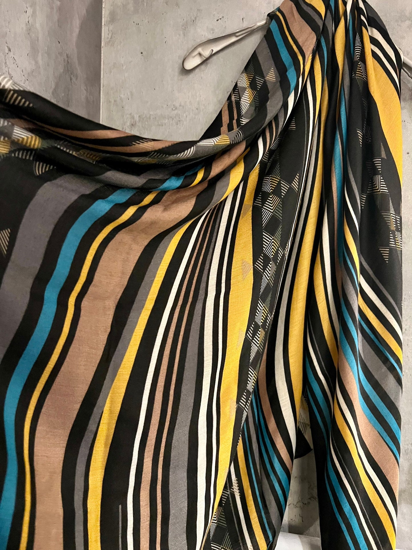Multi Lines Pattern Yellow Brown Cotton Scarf/Summer Autumn Winter Scarf/Gifts For Mum/Gifts For Her/Birthday Christmas Gifts/UK Seller