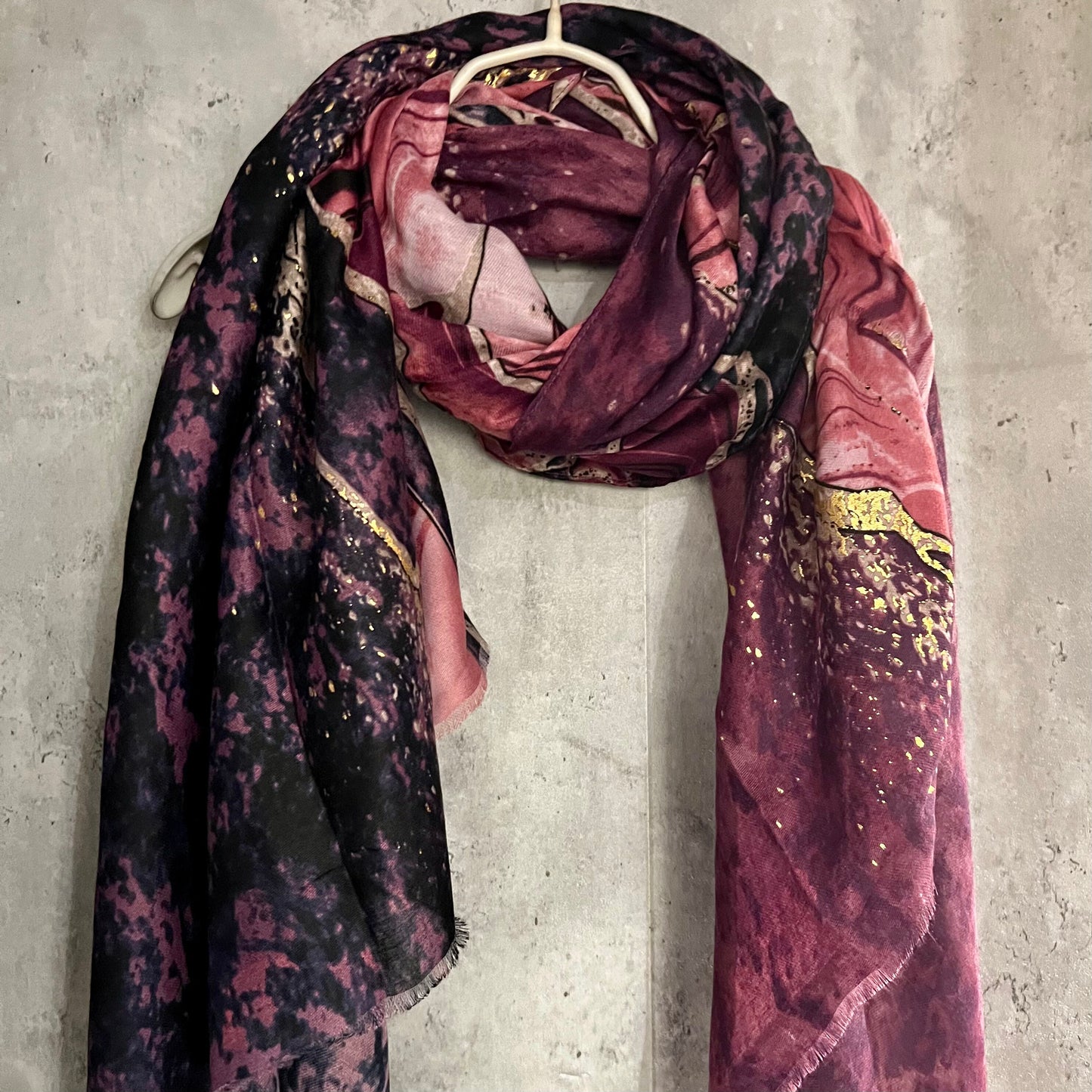 Abstract Pattern With Gold Accents Purple Cotton Scarf/Summer Autumn Winter Scarf/Gifts For Her Birthday Christmas/Gifts For Mother