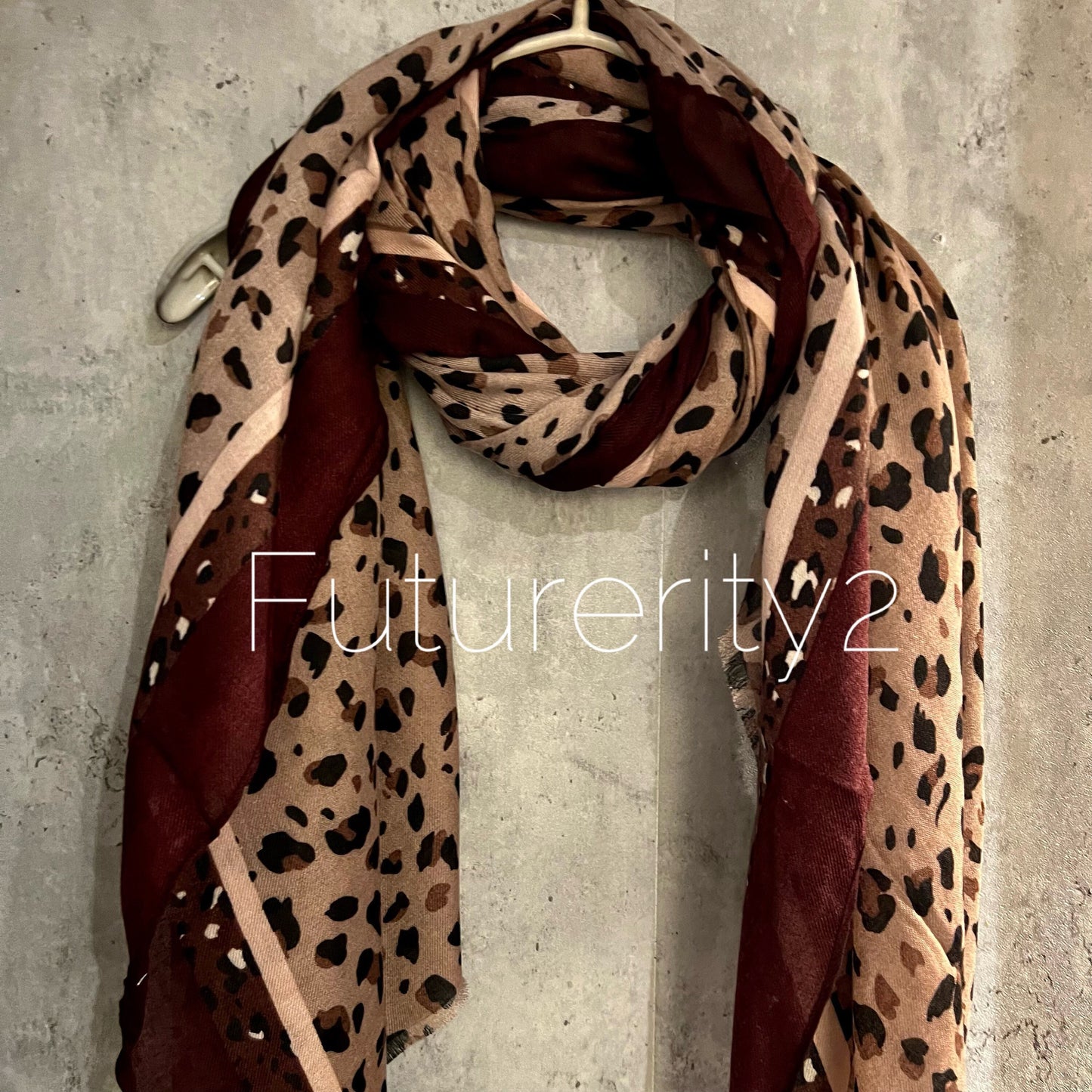 Leopard Pattern With Brown Trim Beige Cotton Scarf/Summer  Autumn Scarf/Scarf Women/Gifts For Mum/Gifts For Her Birthday Christmas/UK Seller