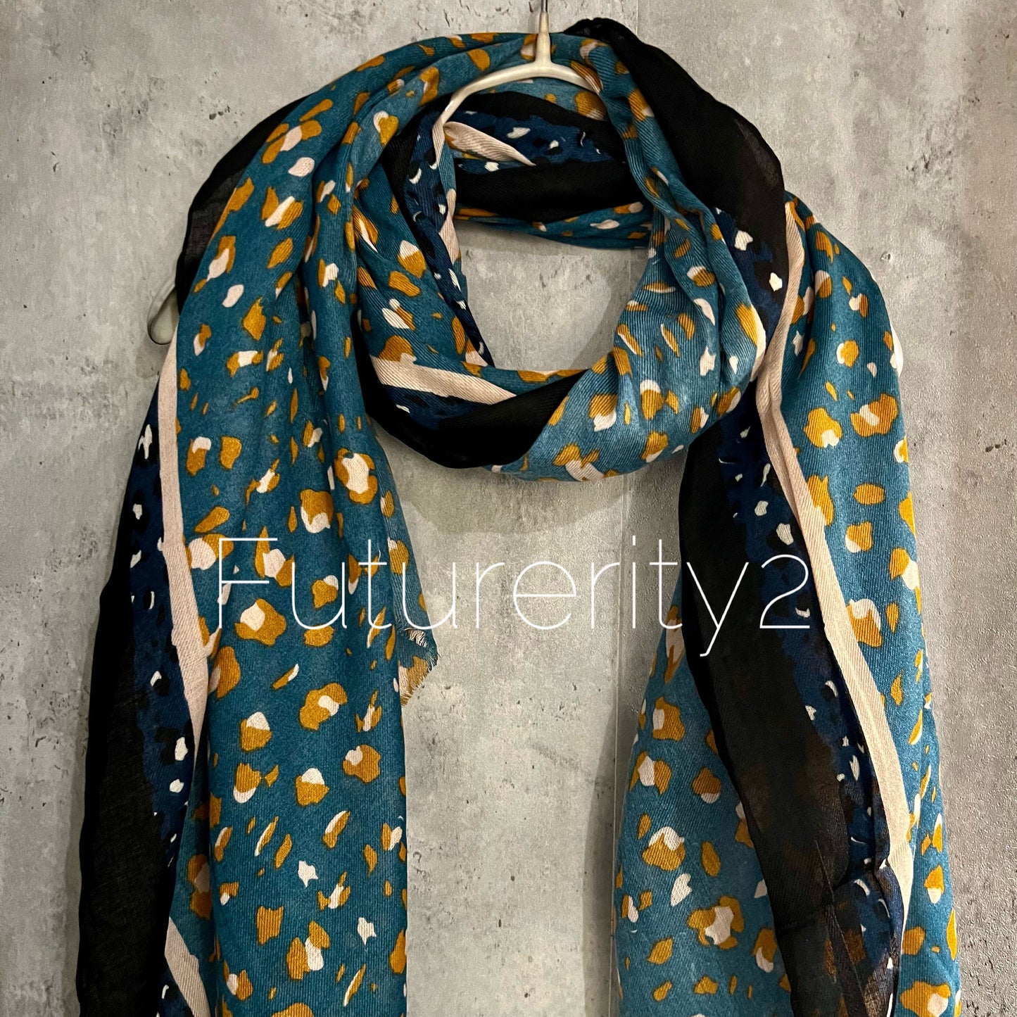 Leopard Pattern With Black Trim Green Cotton Scarf/Summer  Autumn Scarf/Scarf Women/Gifts For Mum/Gifts For Her Birthday Christmas/UK Seller