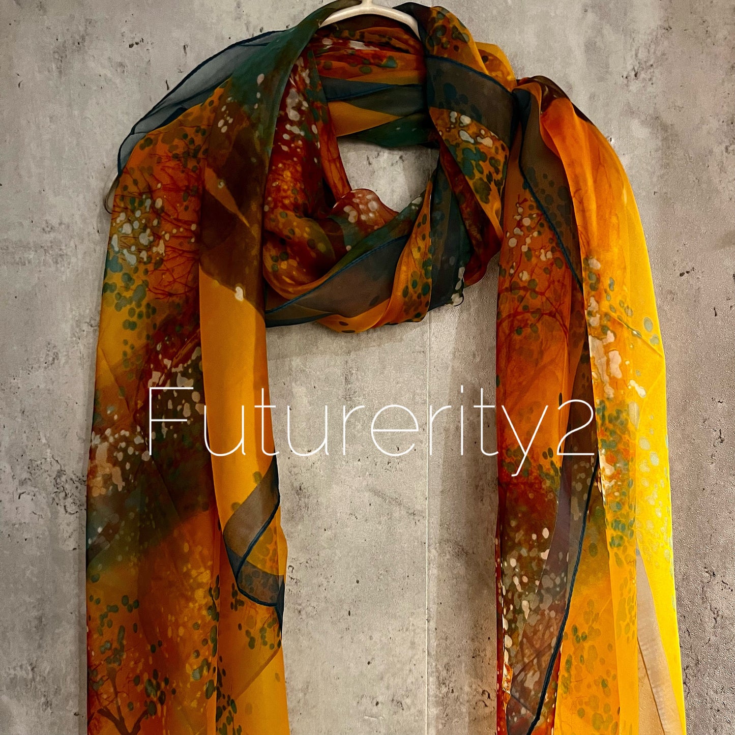 Watercolour Trees Yellow Silk Scarf/Spring Summer Autumn Scarf/Gifts For Her Birthday Christmas/Gifts For Mum/Wedding Scarf/Evening Scarf