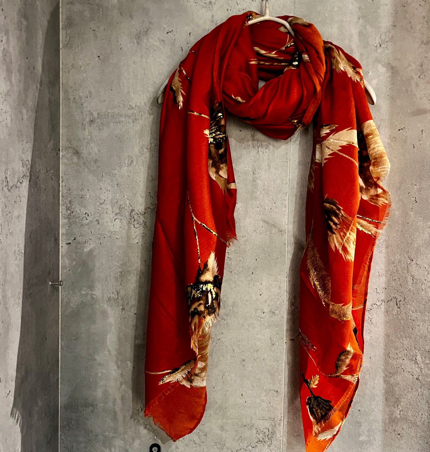 Thistle Flowers Gold Dusk Orange Cotton Scarf/Spring Summer Autumn Scarf/Scarf Women/Gift For Her Birthday Christmas/Gifts For Mum/UK Seller
