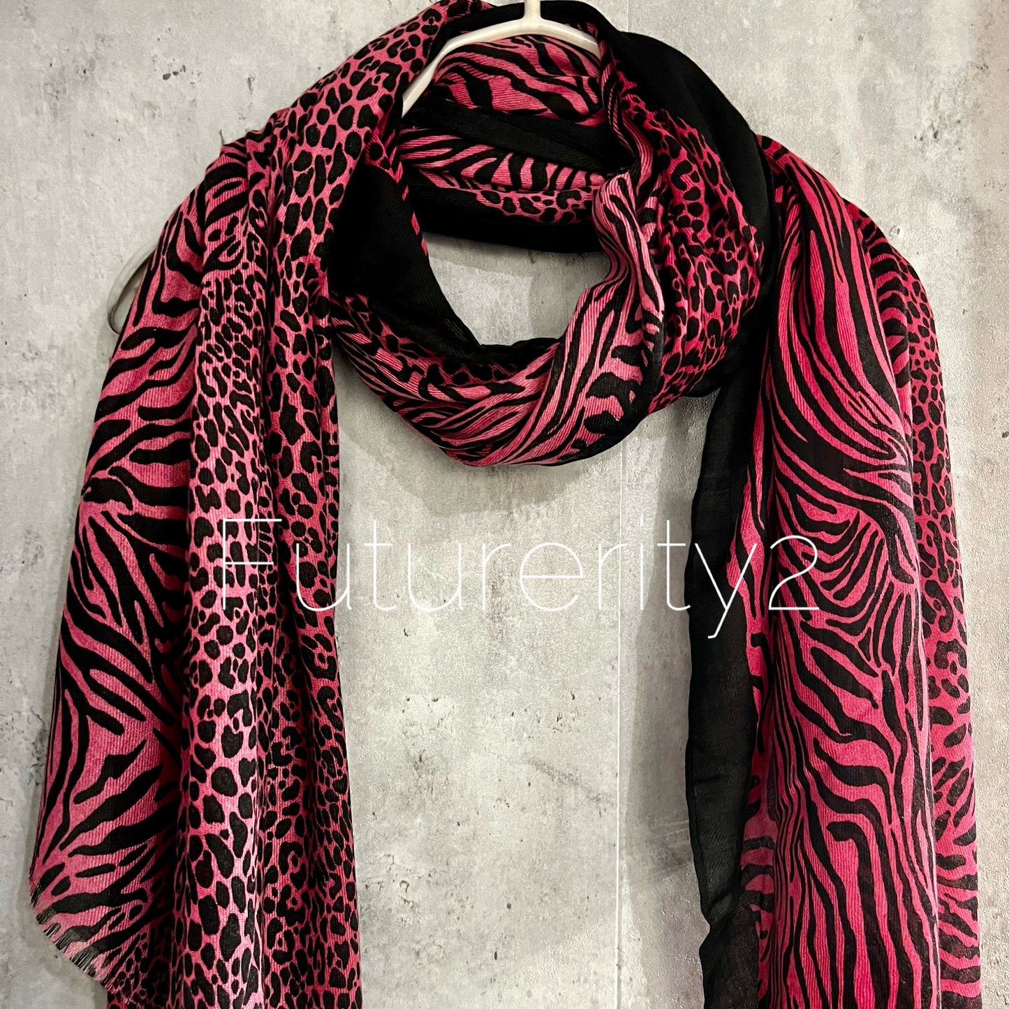 Micro Leopard X Zebra Pattern Pattern Pink Cotton Scarf/Summer Autumn Winter Scarf/Women Scarf/Gifts For Her Birthday Christmas/UK Seller
