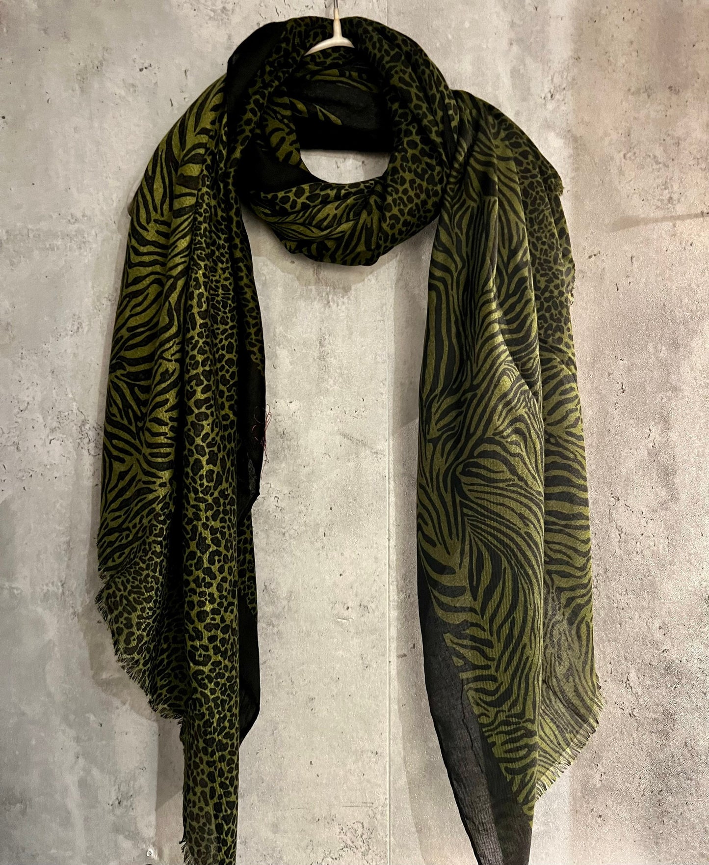 Micro Leopard X Zebra Pattern Pattern Olive Green Cotton Scarf/Summer Autumn Winter Women Scarf/Gifts For Her Birthday Christmas/UK Seller