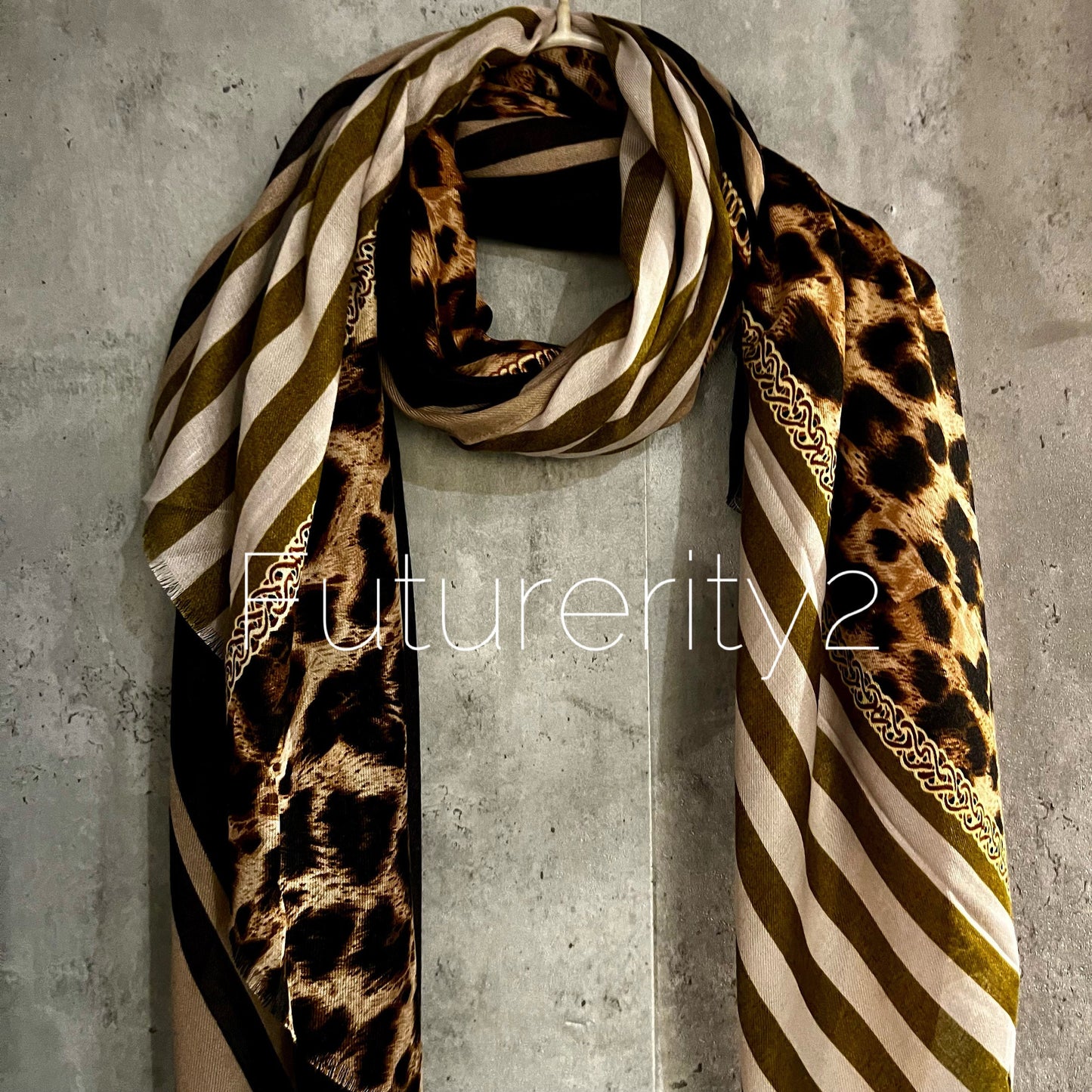Leopard X Lines Pattern Beige Black Cotton Scarf/Summer Autumn Women Scarf/Gifts For Her Birthday Christmas/UK Seller