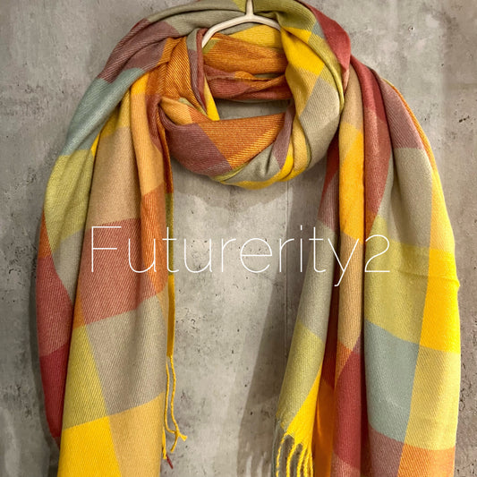 Checked Pattern Yellow Beige Brown Cashmere Blend Scarf/Winter Autumn Scarf/Gifts For Mum/Gifts For Her/Men Scarf/Christmas Birthday Gifts