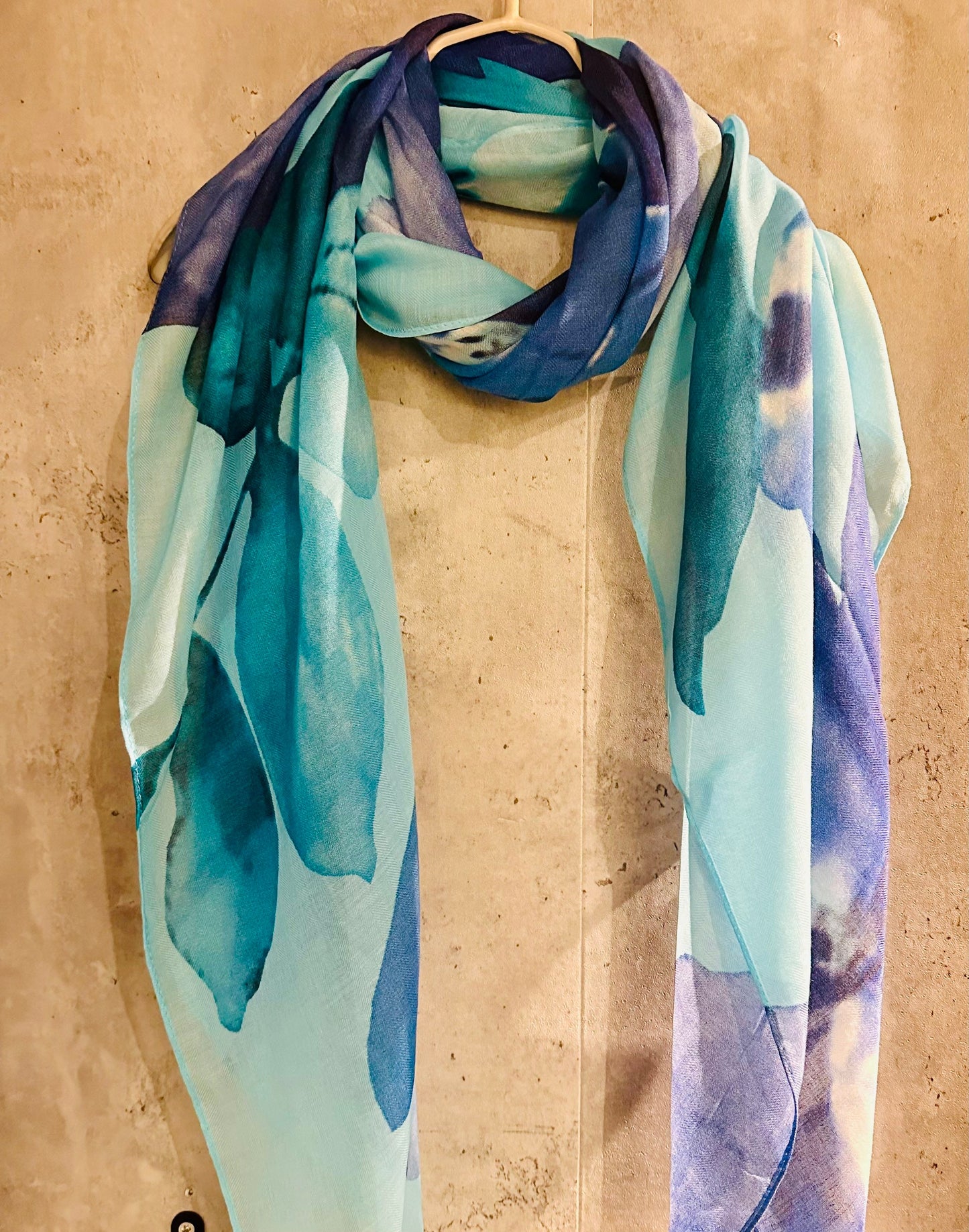 ECO Friendly Scarf Huge Flowers Leaf’s Blue Purple Organic Cotton Scarf/Spring Summer Autumn Scarf/Gifts For Mother/Birthday Christmas Gifts