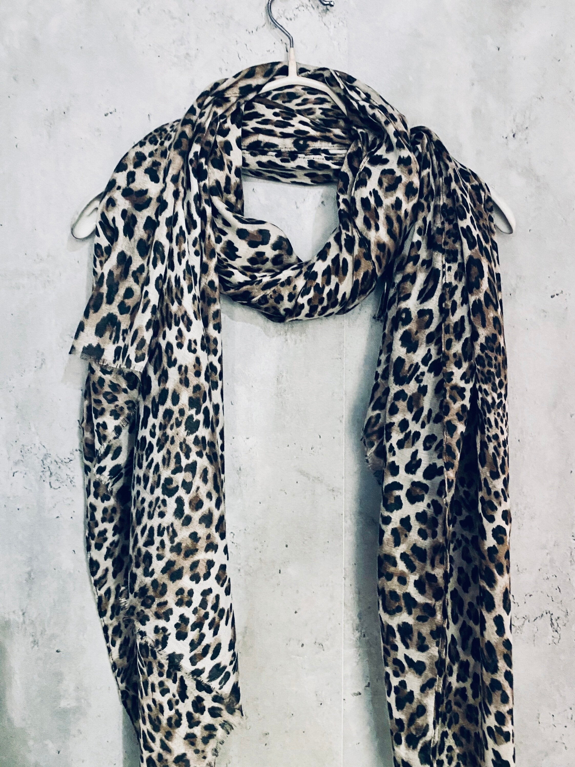 Classic Leopard Pattern Dark Grey Beige Scarf,Summer Autumn Scarf